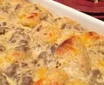 Scrumptious Sausage with Country Gravy and Biscuit Casserole